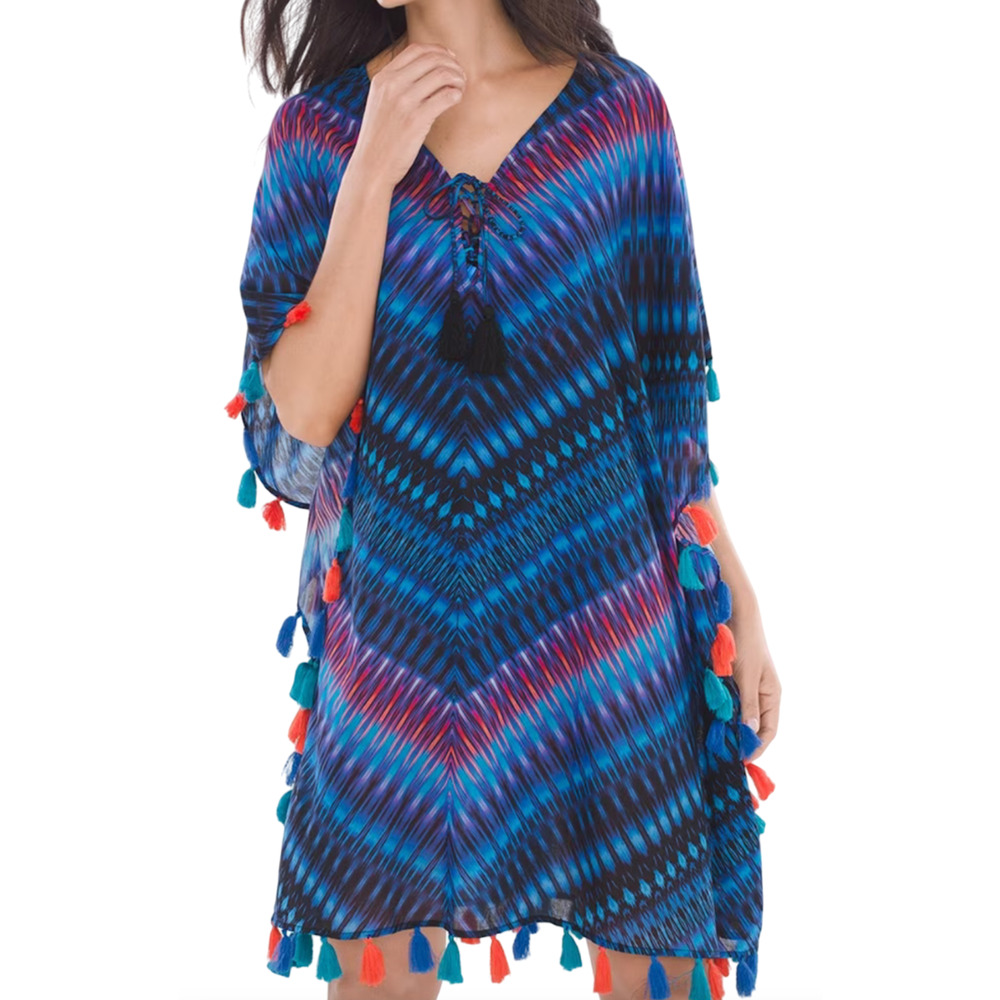 NEW MIRACLESUIT BLUE MARRAKECH CAFTAN SWIM COVER UP DRESS SIZE LARGE